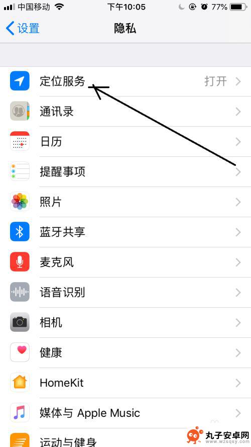 iphone短信定位图标 iPhone状态栏中如何显示GPS定位图标